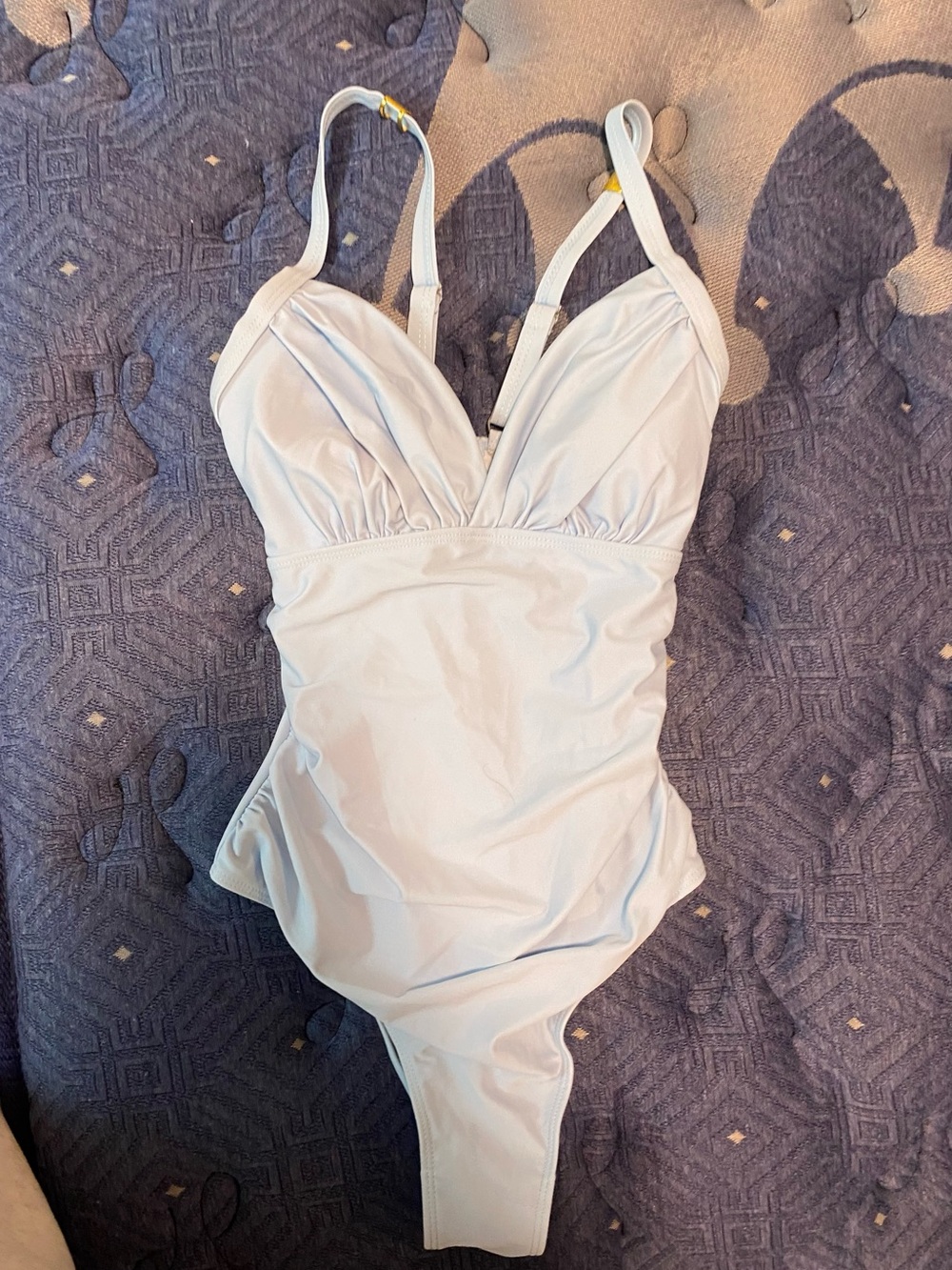 Unused Tummy Control Light Blue One-Piece Bodysuit with Adjustable Straps